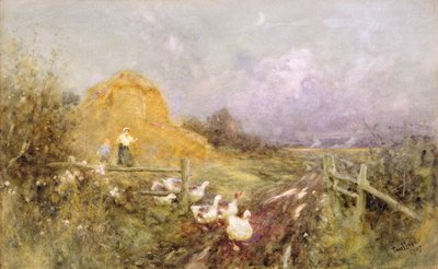 Gänse treiben, früher Abend, 1907 von Thomas James Lloyd